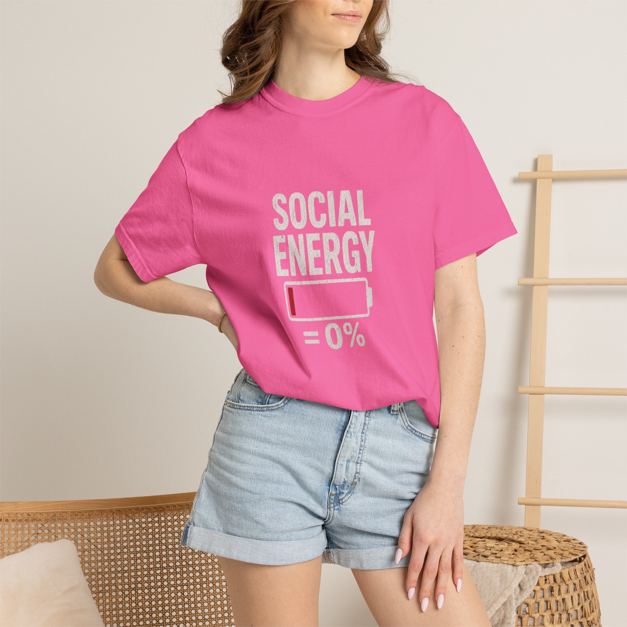 Social Energy 0% Battery Introvert T-Shirt | Funny Introvert Shirt