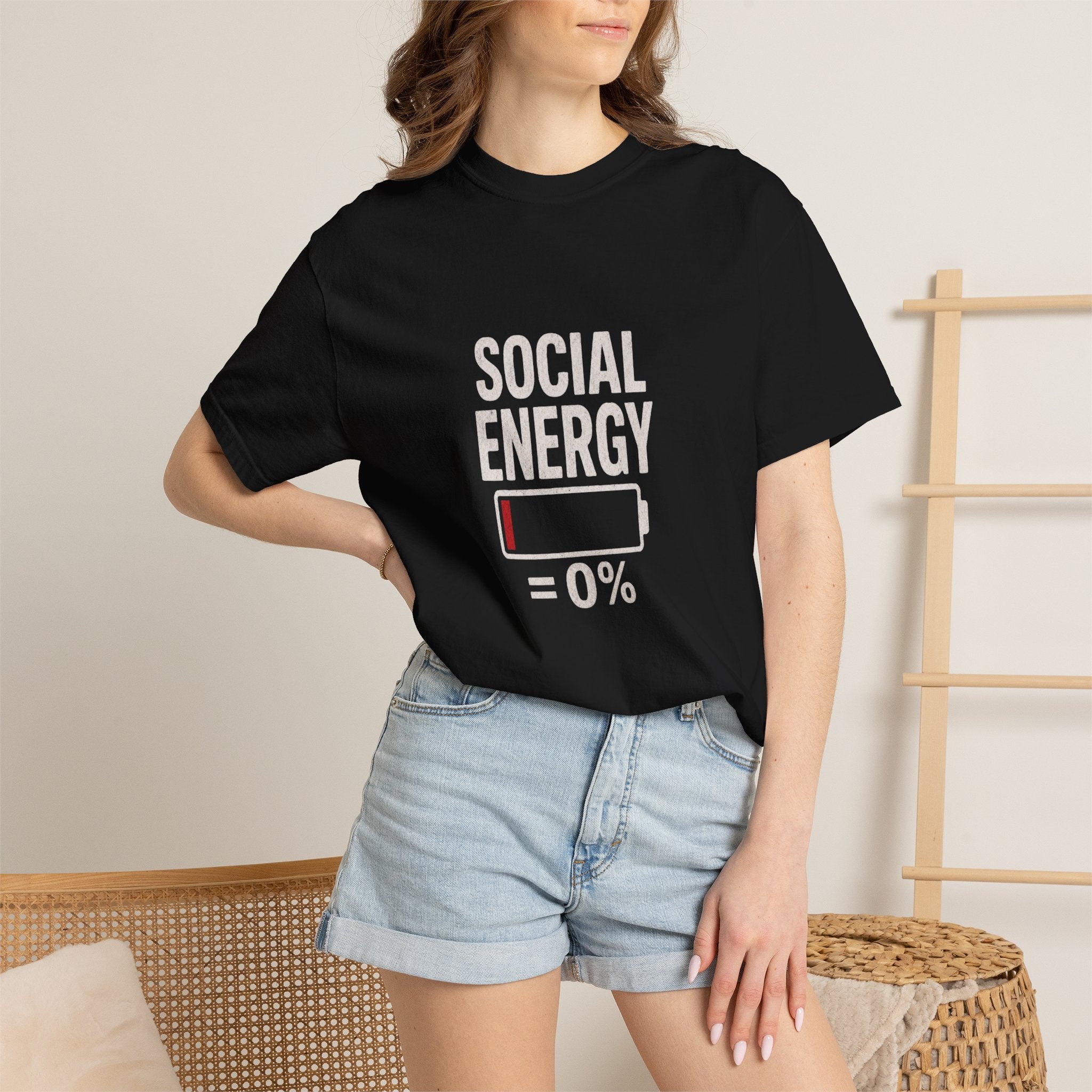 Social Energy 0% Battery Introvert T-Shirt | Funny Introvert Shirt