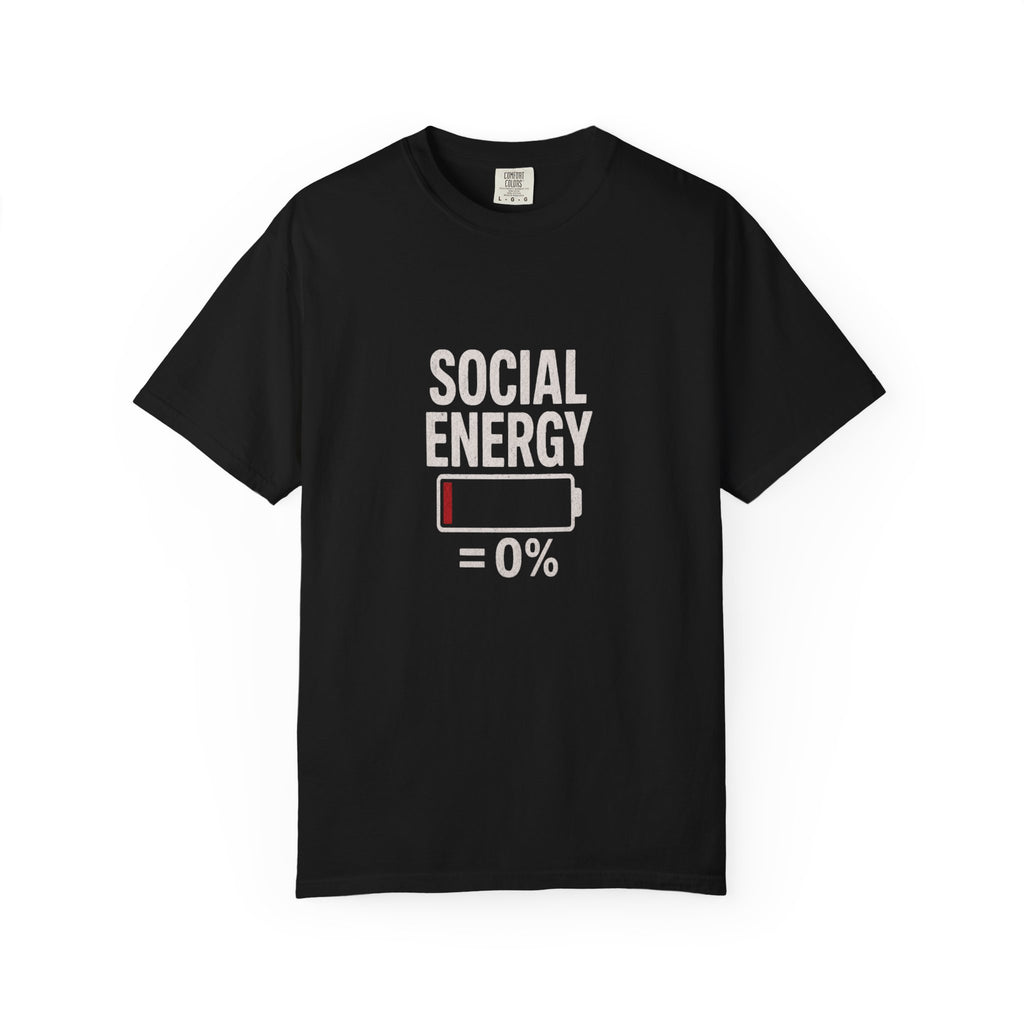 Social Energy 0% Battery Introvert T-Shirt | Funny Introvert Shirt