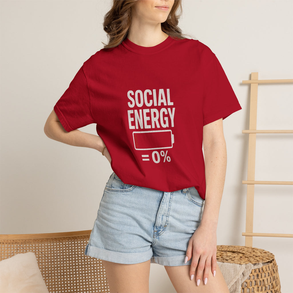 Social Energy 0% Battery Introvert T-Shirt | Funny Introvert Shirt