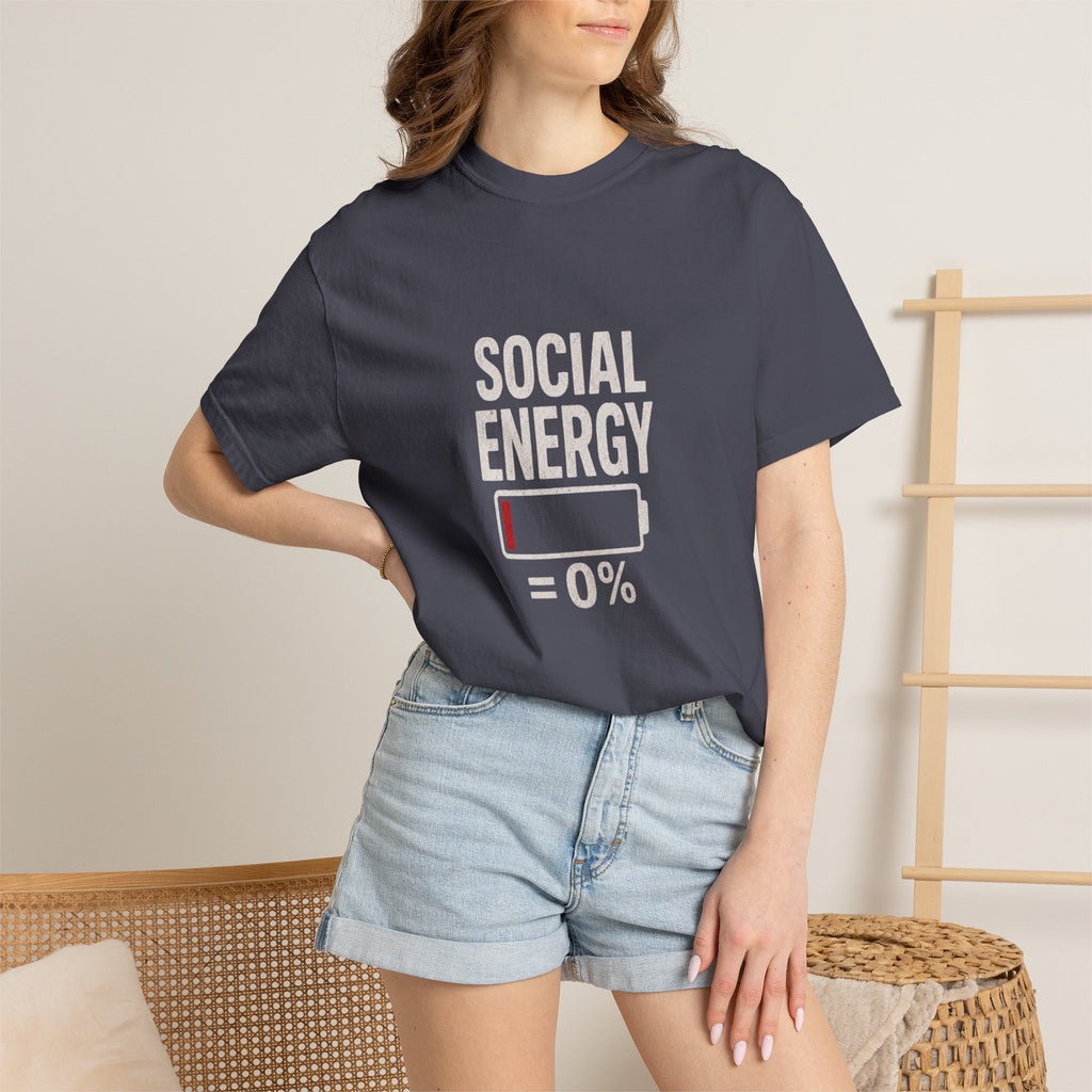 Social Energy 0% Battery Introvert T-Shirt | Funny Introvert Shirt