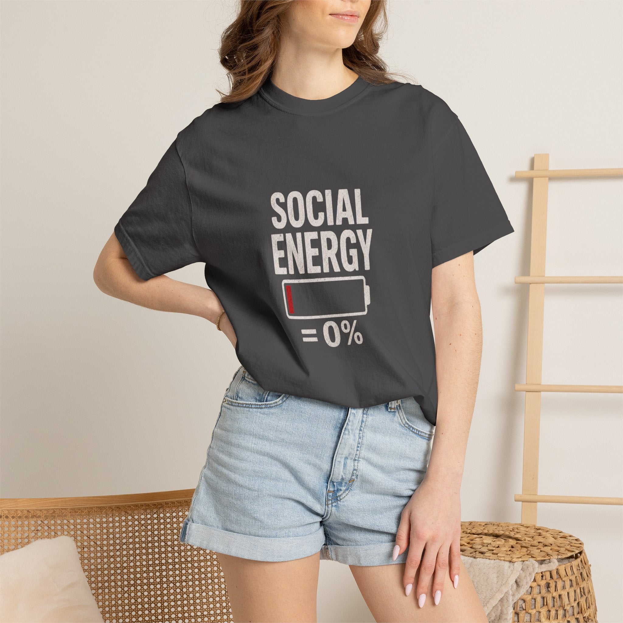 Social Energy 0% Battery Introvert T-Shirt | Funny Introvert Shirt