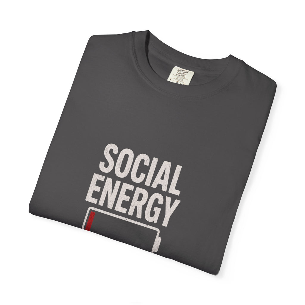 Social Energy 0% Battery Introvert T-Shirt | Funny Introvert Shirt