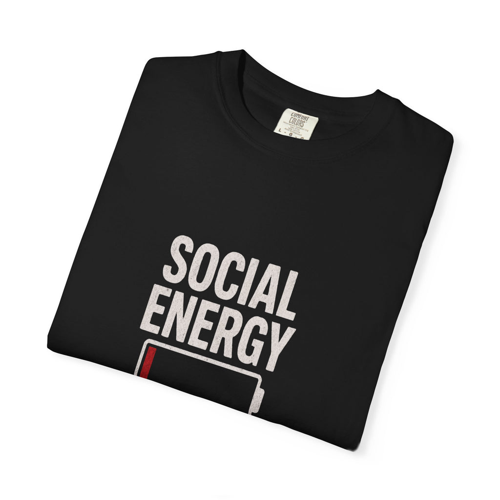 Social Energy 0% Battery Introvert T-Shirt | Funny Introvert Shirt