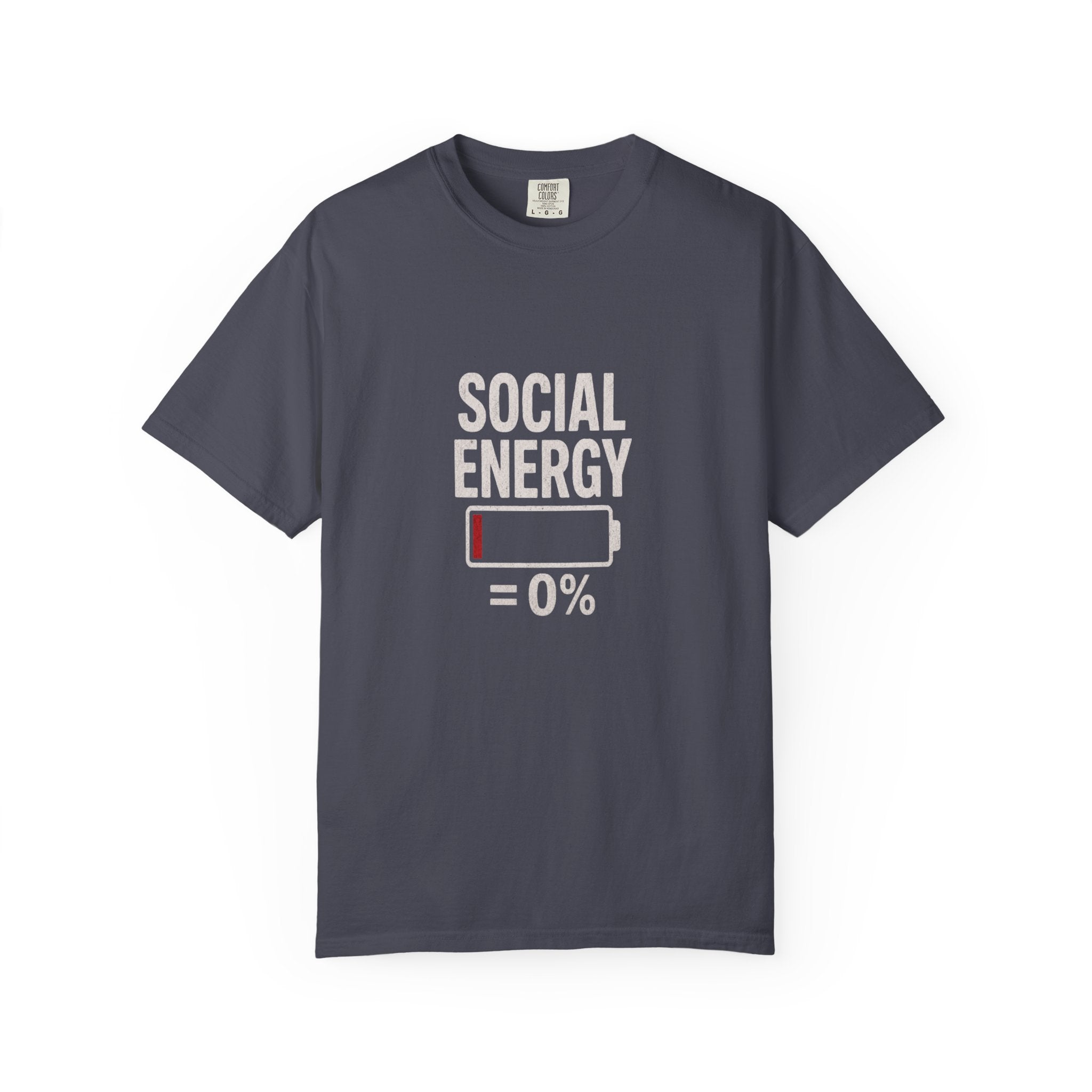 Social Energy 0% Battery Introvert T-Shirt | Funny Introvert Shirt