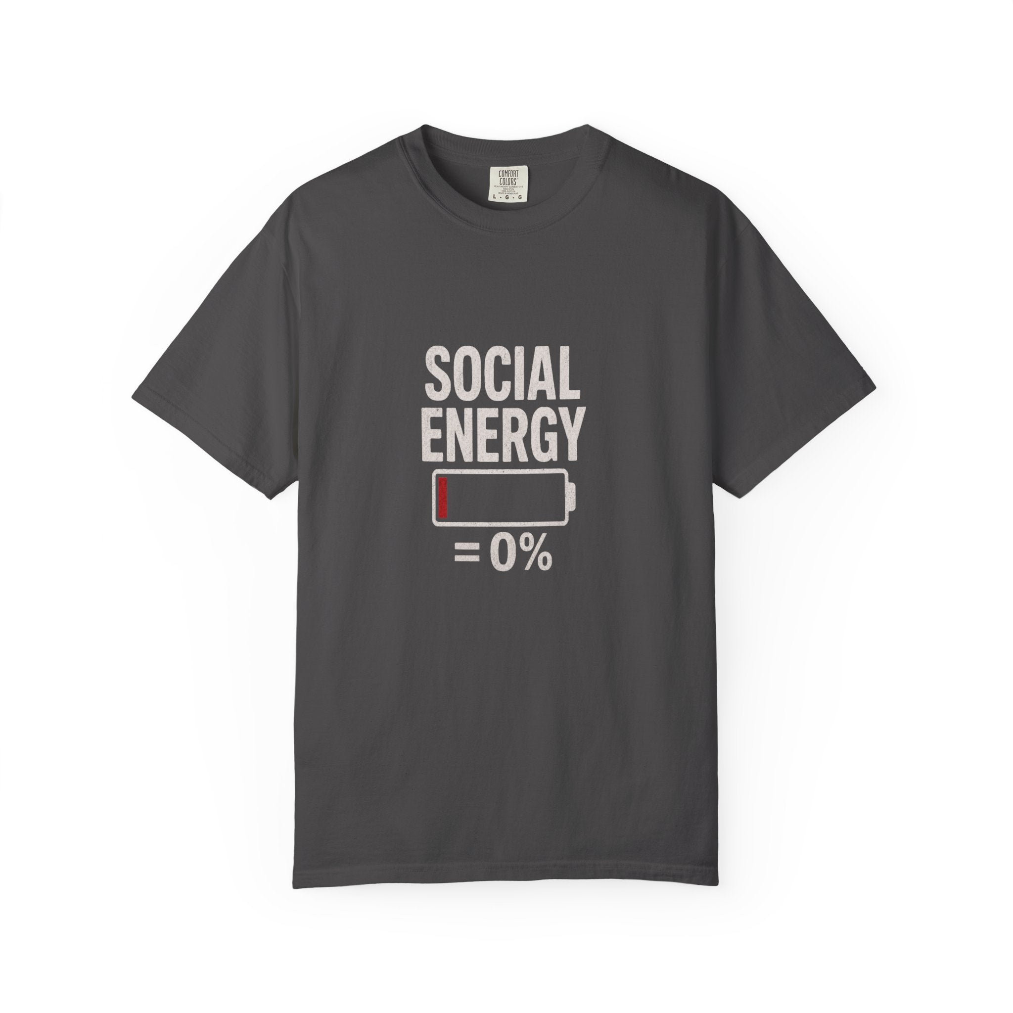 Social Energy 0% Battery Introvert T-Shirt | Funny Introvert Shirt