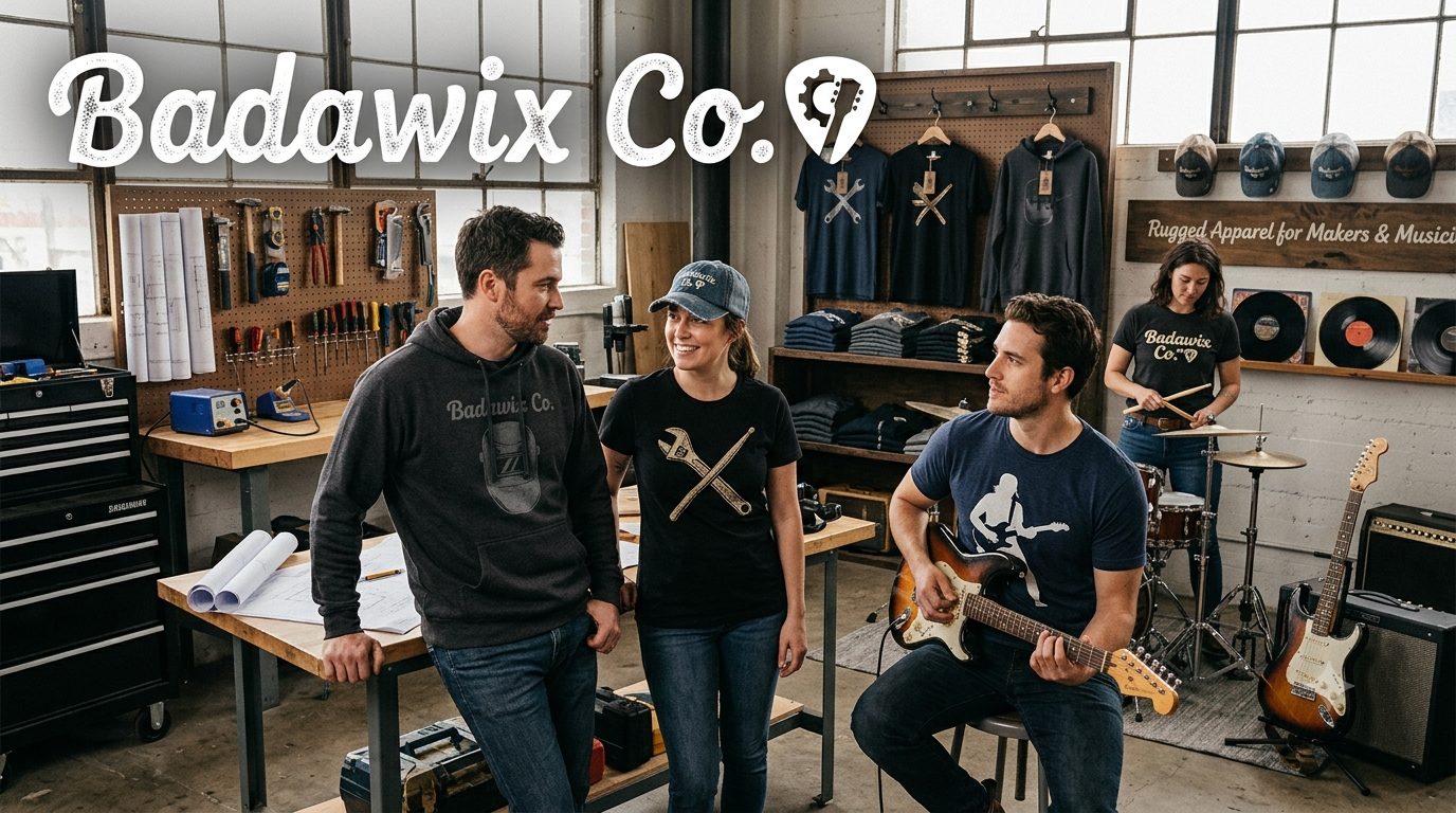 Badawix Co. workshop with made-to-order apparel for makers and musicians